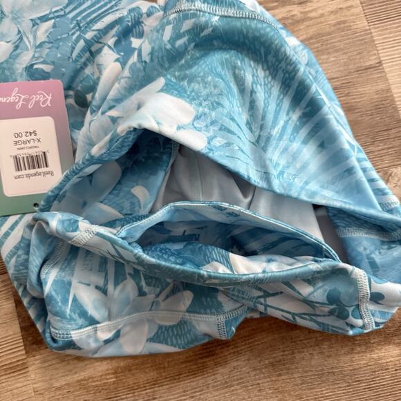 Reel Legends Beach Pro Capri Leggings Blue Floral Tropical Print Size XL NWT - Picture 6 of 6